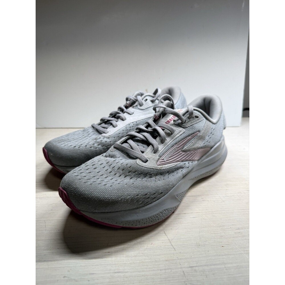 Brooks Adrenaline GTS 24 Womens 9D Wide Gray Pink Running Shoes Athletic